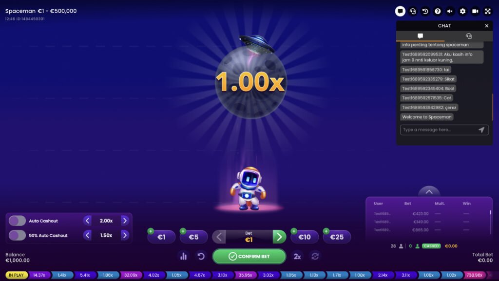 Excited Spaceman rejoicing with a big win at Crashbetwin Casino