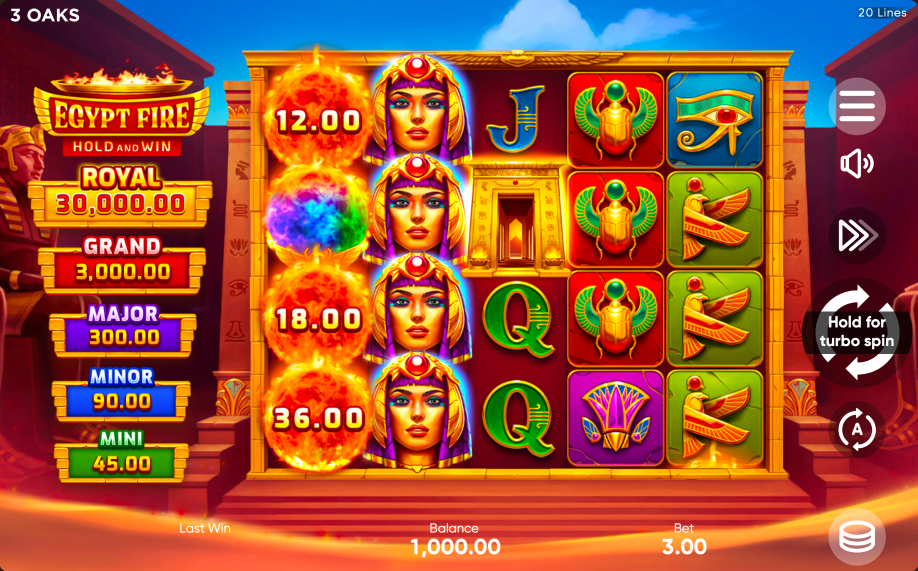 Egypt Fire: Hold and Win by 3 Oaks slot
