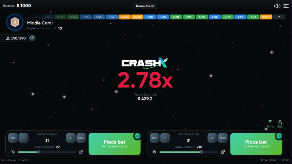 CrashX game by Turbo Games total win