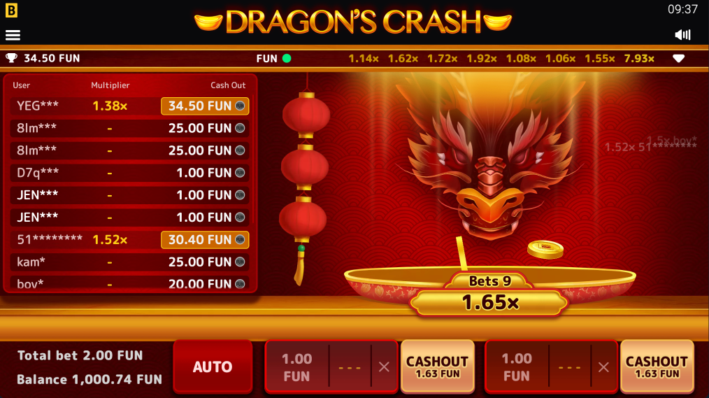 Dragons Crash bet