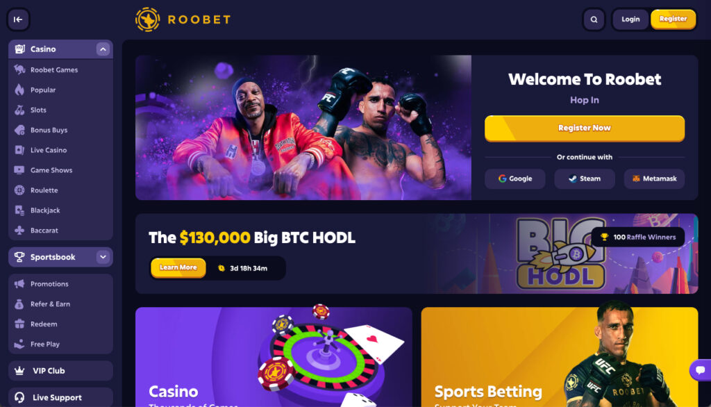 Roobet Casino on Desktop