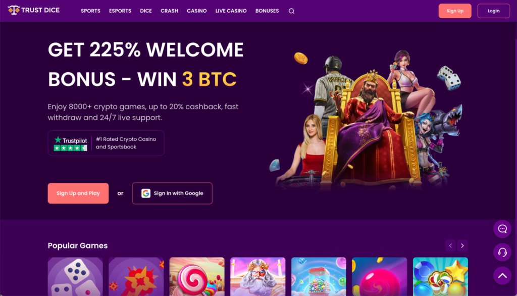 Trustdice Casino on Desktop